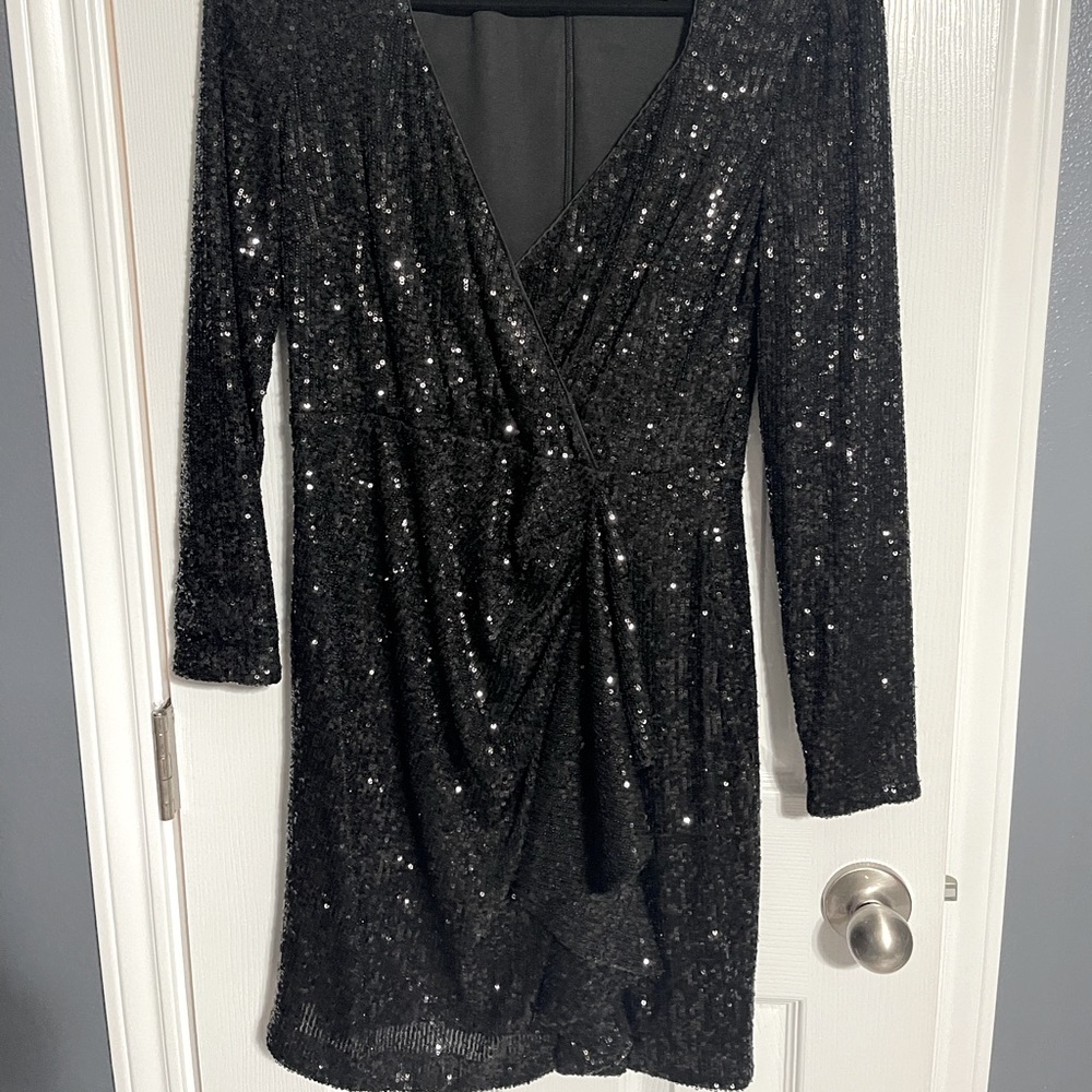 Badgley Mischka Black Sequin Dress